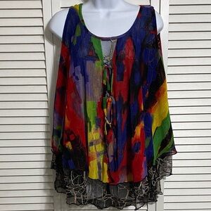 Radzoli Multicolor Abstract Women's poncho